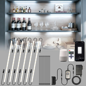 LED Shelf Lights, Under Cabinet Lighting Compatible with Alexa, Dimmable 2700K WIFI Strip Lights for Bookshelf