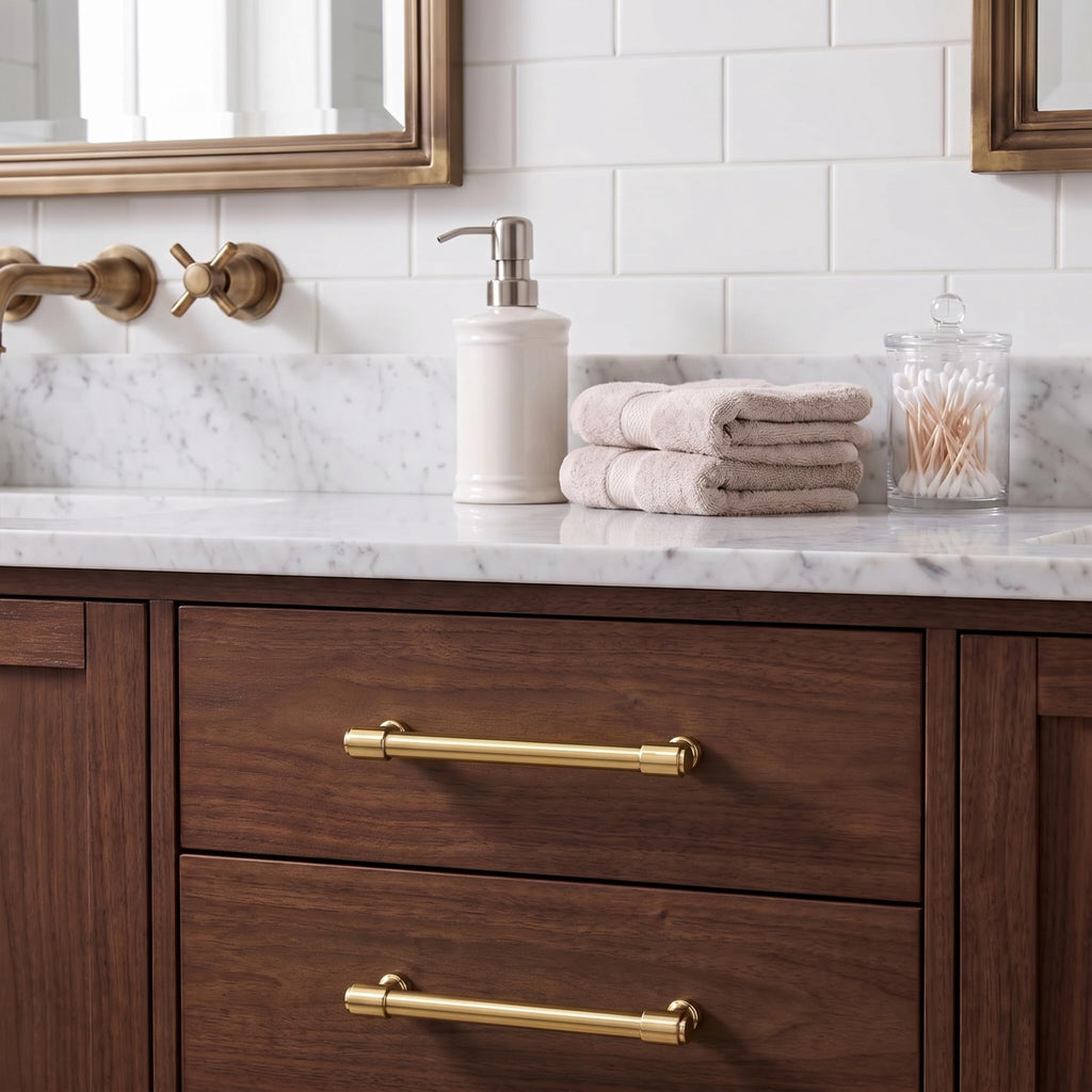 10 Pack 3-1/4 Inch(82mm) Polished Brass Cabinet Pulls Kitchen Cabinet Hardware for Cupboard Drawer Pulls Dresser