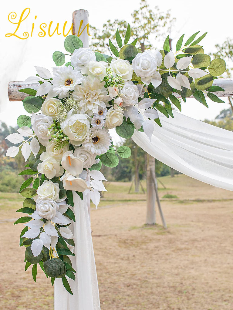 Artificial Wedding Arch Flowers with Chiffon Runner, Pack of 3