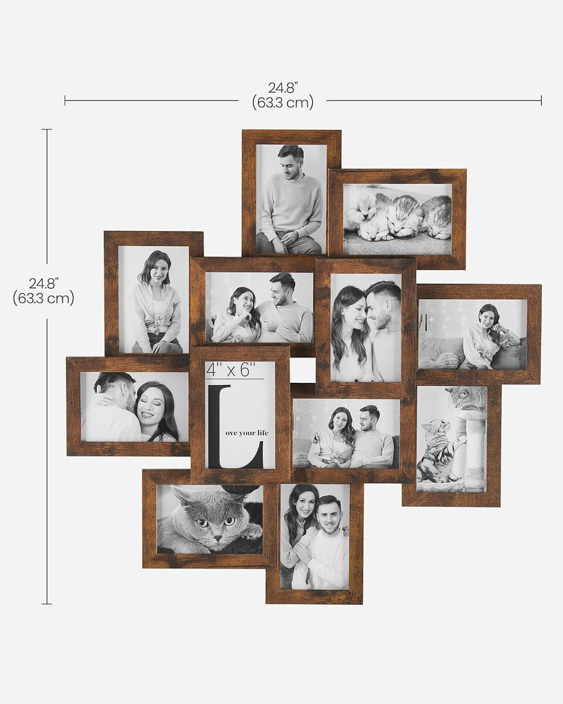 12-Pack 4 x 6 Collage Picture Frames with Glass Front | Multi Picture Frame Set for Wall Decor, Assembly Required