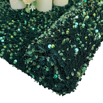 Dark Green Sequin Fabric 5 Yards Emerald Fabric by The Yard Stretch Sequins Velvet Fabric for Dress Making Reversible