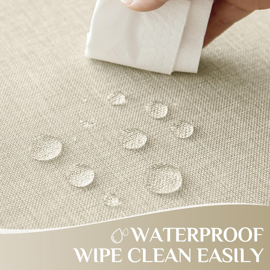 Large Cream Tablecloths Rectangular 60x120 inch Linen Textured Table Cloth Outdoor Waterproof, Stain and Wrinkle