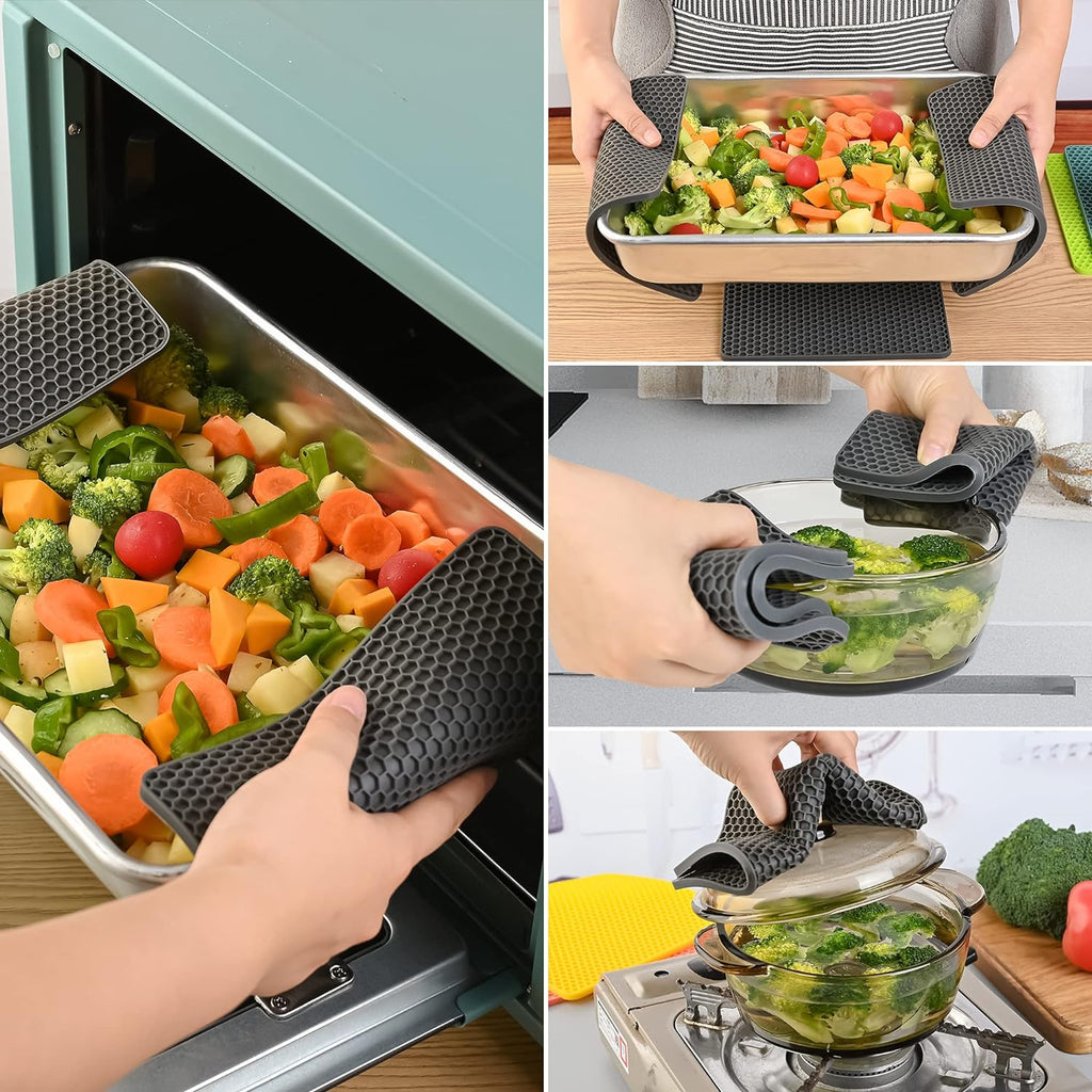 Silicone Trivets for Hot Dishes, Pots and Pans, Hot Pads, Mixing Color Silicone Pot Holders Mats Quartz Counter Heat