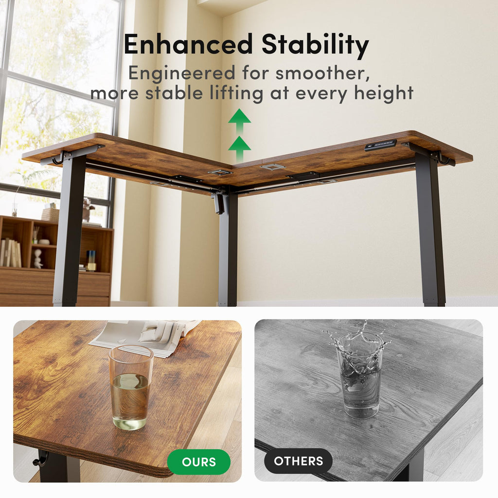 63" x 55" L-Shaped Standing Desk - Adjustable Corner Desk L Shape, L-Shaped Adjustable Desk with Splice Board, L