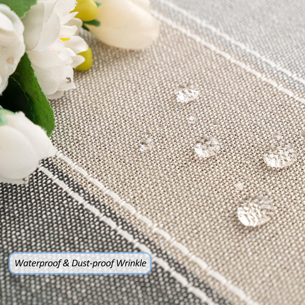 Rectangle Table Cloth Cotton Linen Waterproof Embroidery Tablecloth Rustic Farmhouse Style for Indoor Outdoor Dinning