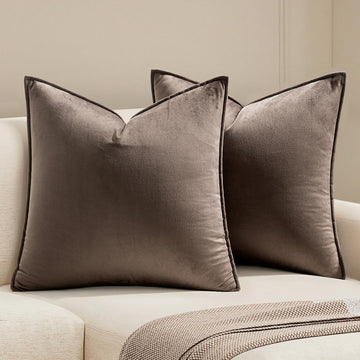 Decorative Dark Coffee Velvet Euro Sham Throw Pillow Covers 26x26 in