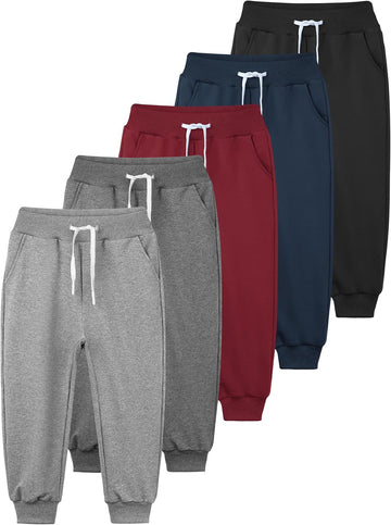 5 Pack Boys Sweatpants Toddler Athletic Joggers Kids Cotton Pants