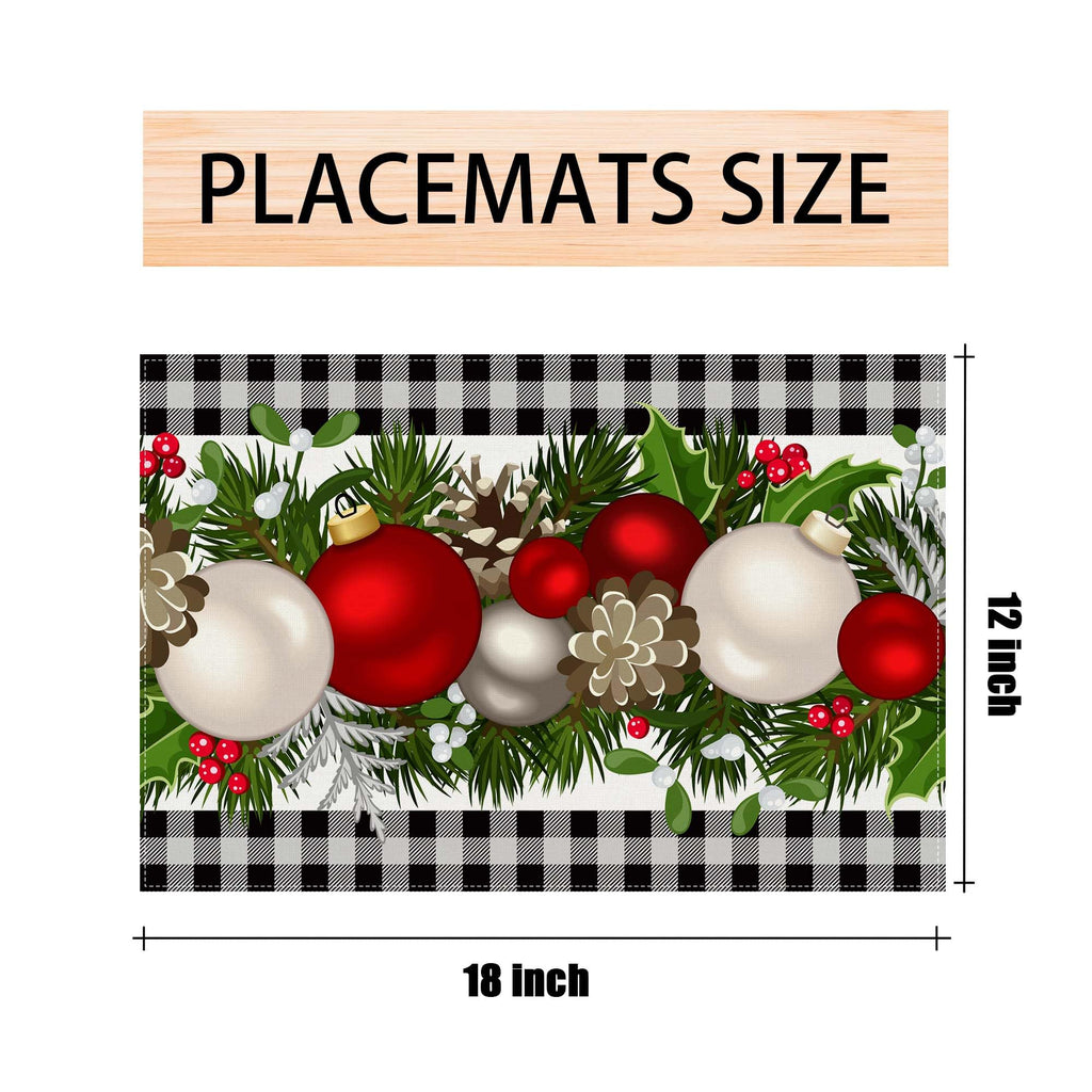 Christmas Placemats Set of 4, Xmas Decorations Decor