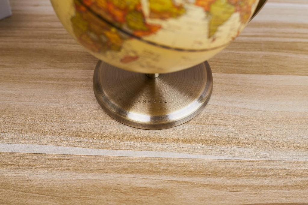 Antique Globe Dia 5.5-inch / 14CM - Educational/Geographic/Modern Desktop Decoration - Stainless Steel Arc and Base