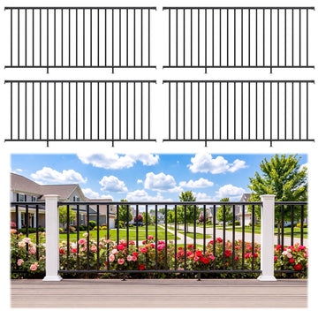 4 Pack 42 in x 8 ft Aluminum Porch and Deck Railing Kit Without Post