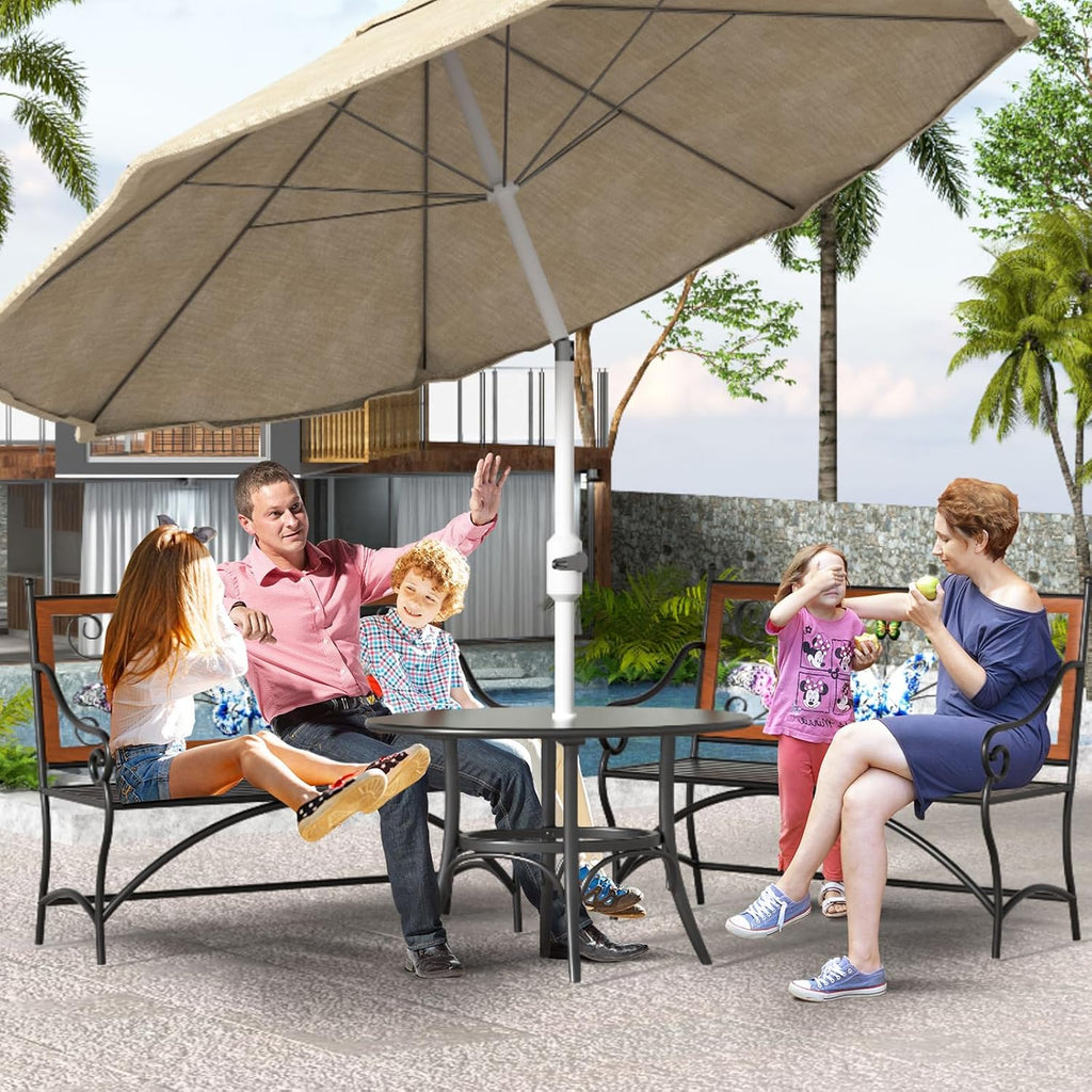 39.7" Outdoor Bench, Garden Bench, Patio Bench with Armrest, Slatted Seat and Butterfly Pattern Backrest for Outside