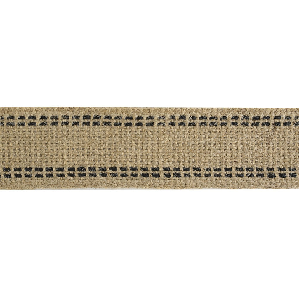 Upholstery Jute Black Webbing 2 Inch Craft Jute Webbing Burlap with Black Stitching Decor, Chair, Seat, Furniture