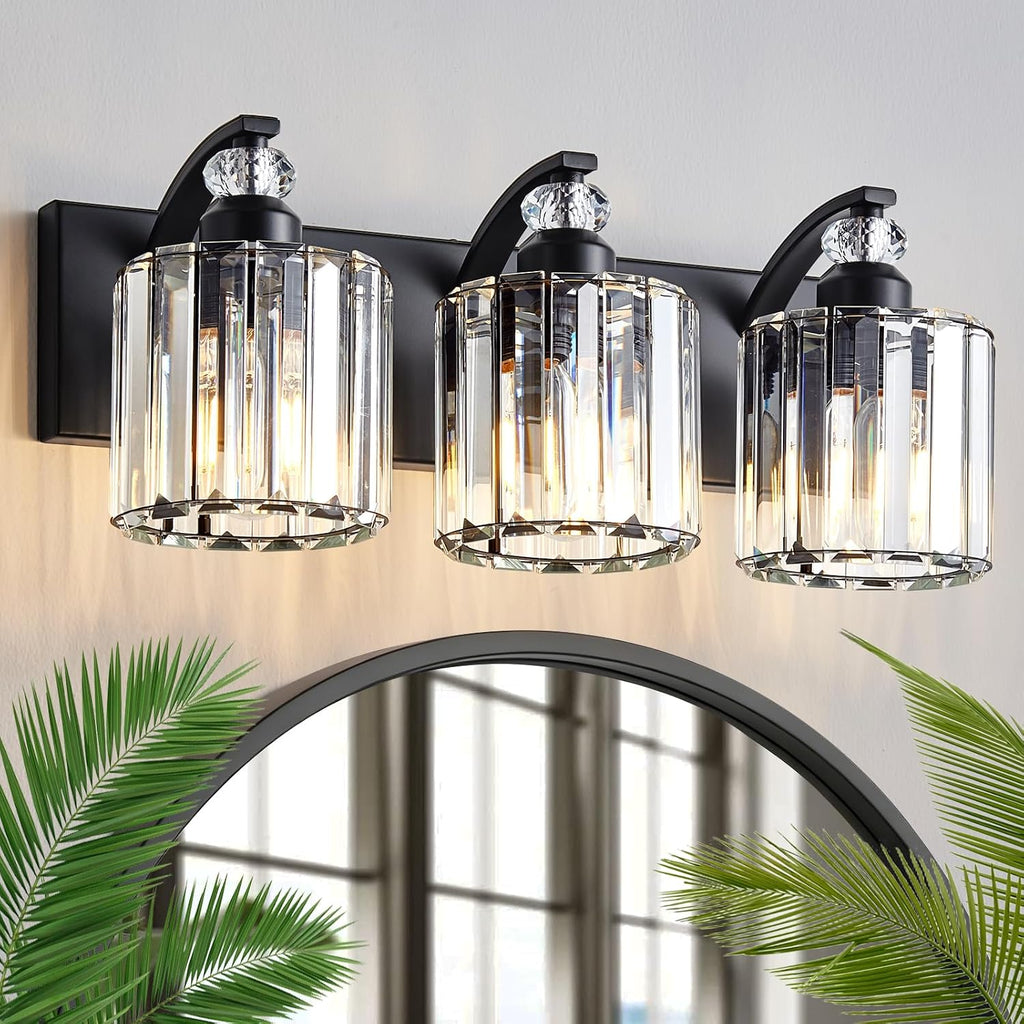 3-Light Black Bathroom Light Fixture Modern Vanity Lights Over Mirror Vintage Wall Sconce Lighting E26 Base with