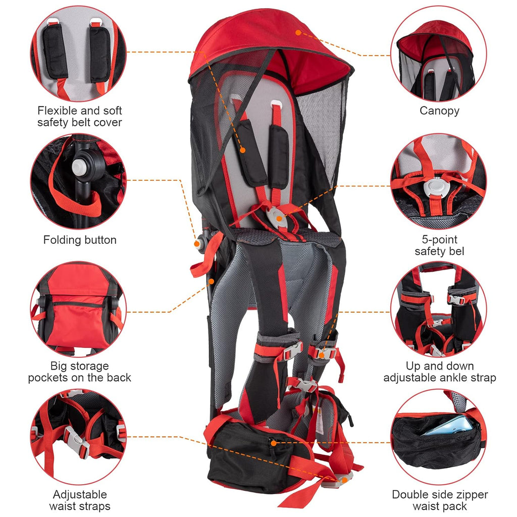 Shoulder Carrier Baby Hiking Backpack Carrier with Rain Cover Sun Shade for Child Safe Backrest and Toddler Ergonomic