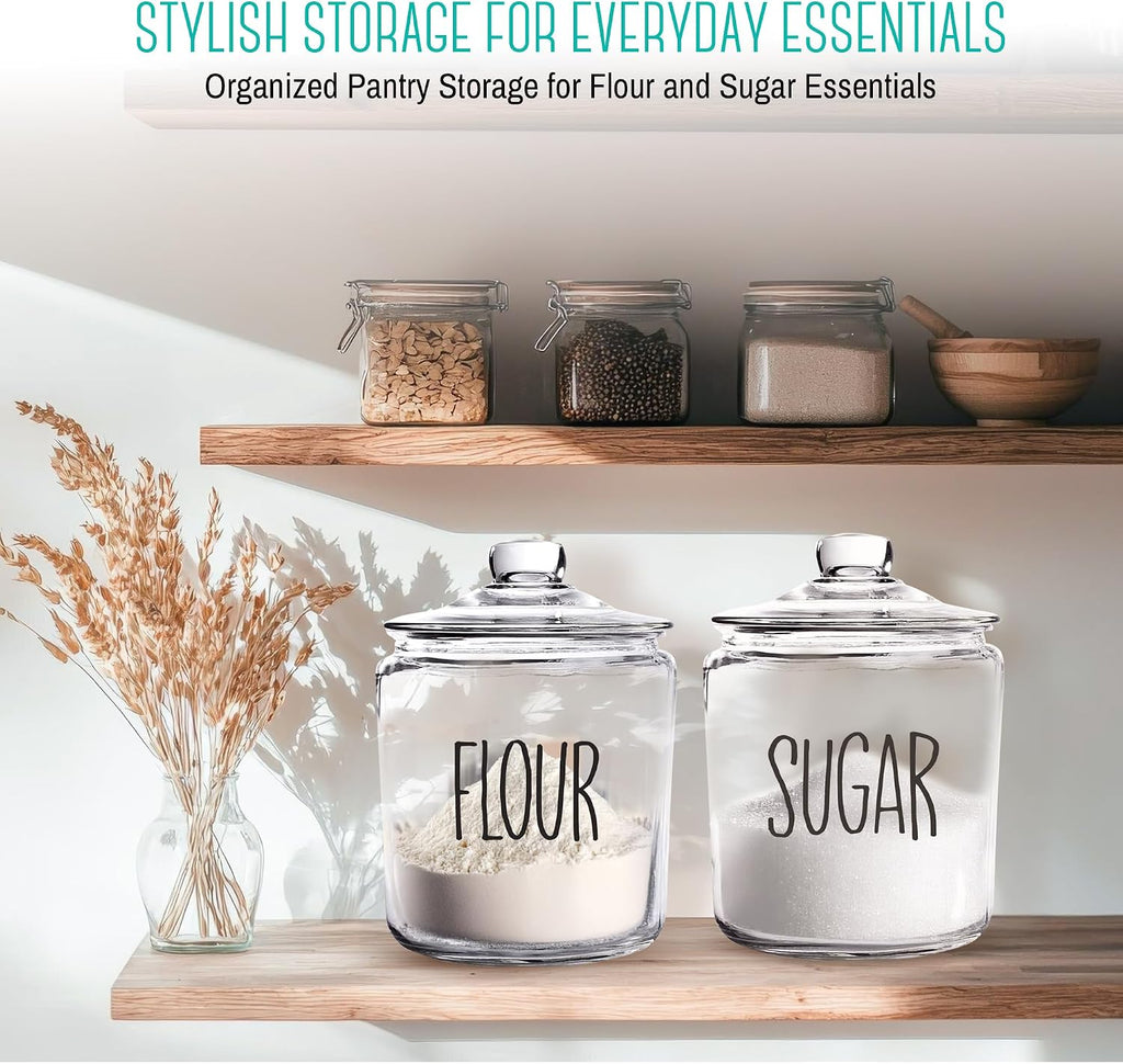 1 Gallon Cookie Jar Countertop| Airtight Glass Storage Jars for Candy, Coffee, Dog Treats| Large Glass Apothecary