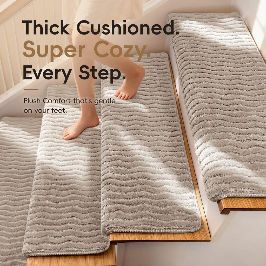 Rounded Bullnose Carpet Stair Treads - 15 Pack, 36"