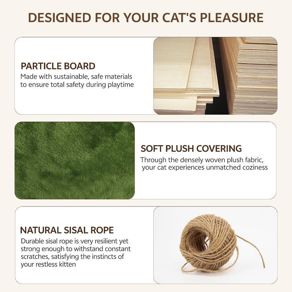 Cat Wall Furniture, 13 in 1 Moon & Bridge Cat Wall Shelves, Green