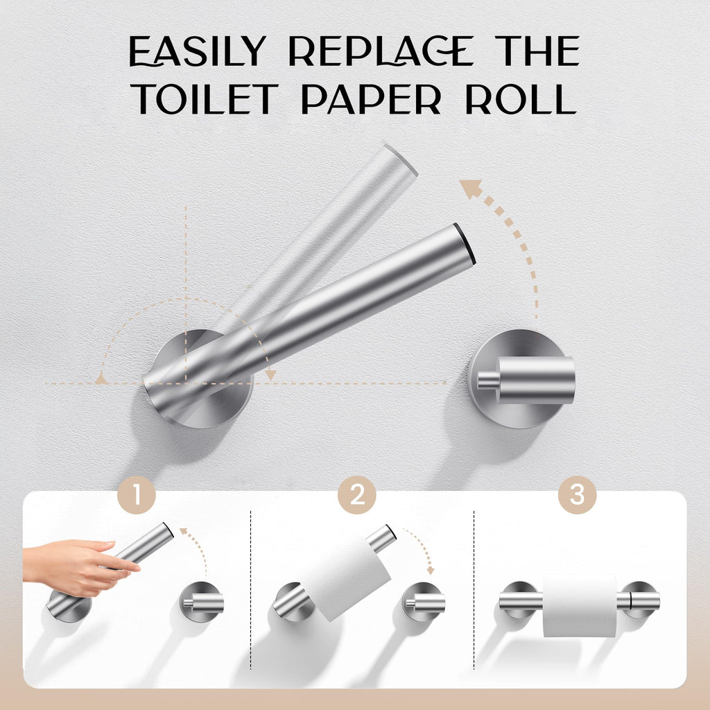 Day MoonTM Brushed Nickel Toilet Paper Holder Wall Mount, Modern Roll Holder
