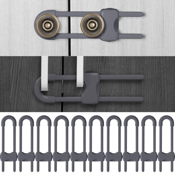10 Pack Baby Proof Cabinet Locks Adjustable U Shaped,Gray