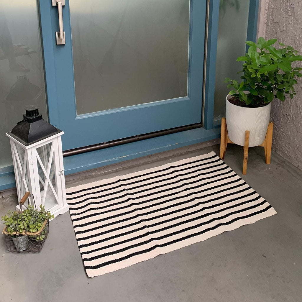 2x3 Outdoor Layering Rug for Front Porch Small Striped Under Doormat