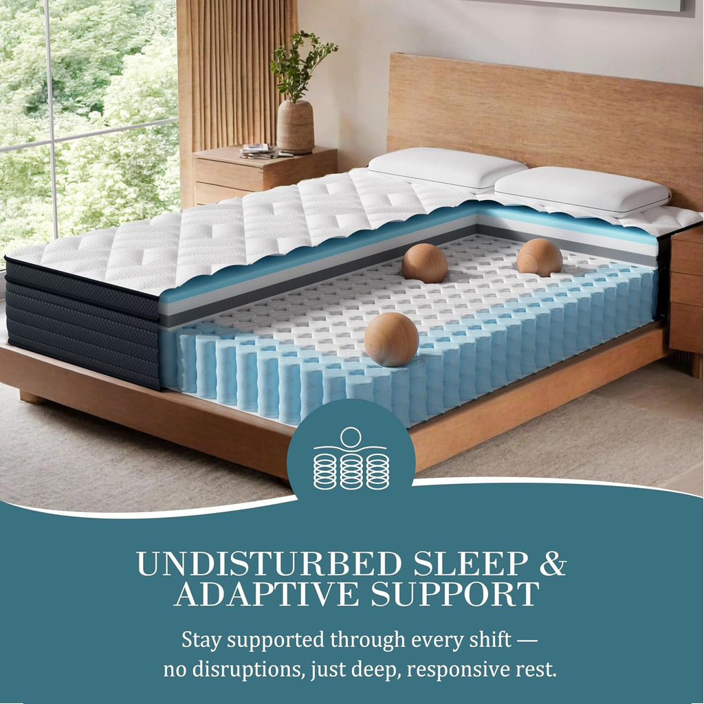 Extra Firm Full Mattress 14 Inch, Hybrid Mattress Pain Relieving | Deep Sleep Bed in Box, For Back & Side Sleepers