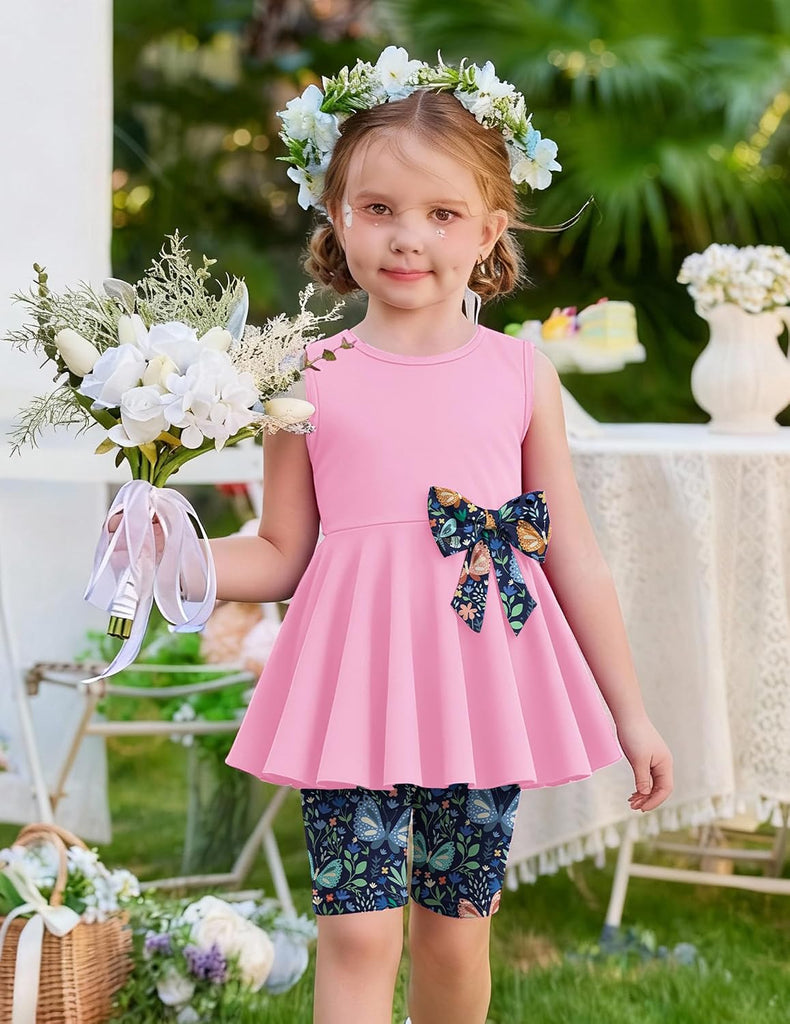 Toddler Girl Summer Clothes Sleeveless Top Dress Bike Shorts Set
