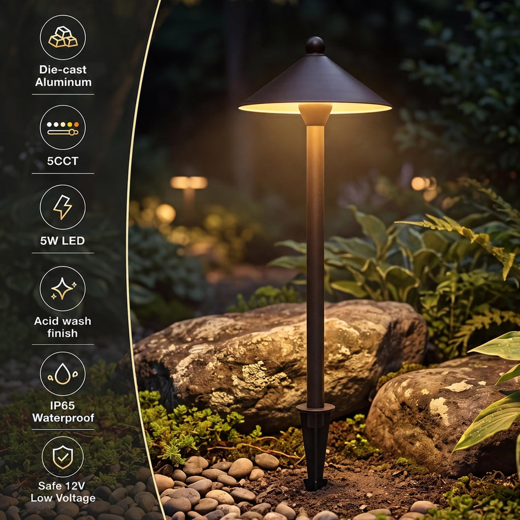 Brass Low Voltage Pathway Lights Outdoor Wired, Landscape Path Lights