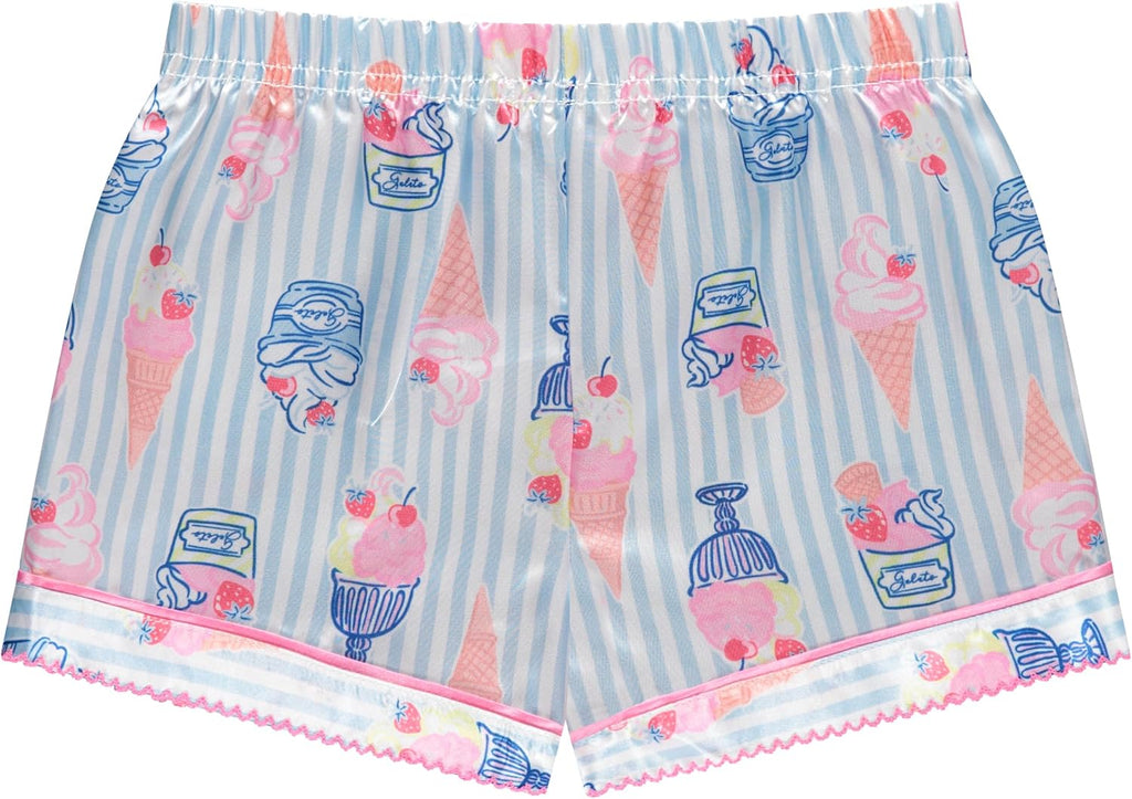 Girls Satin Pajama Set 4 Pack, Short Sleeve Button-Down Sleepwear for Kids, Soft and Breathable Nightwear