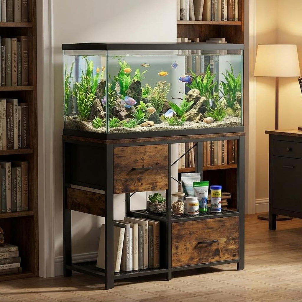 10-20-29-30-35 Gal Fish Tank Stand, Aquarium Stand with Power Outlet