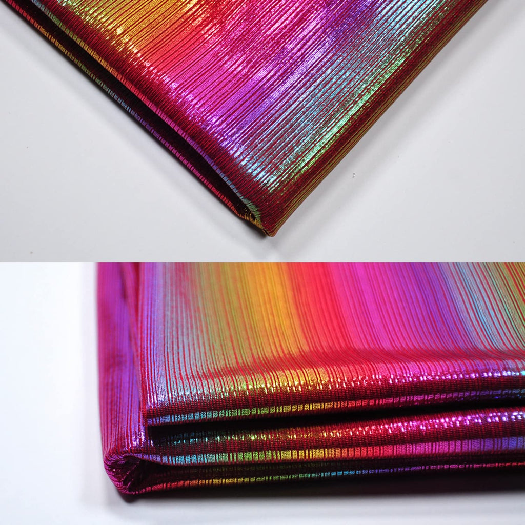 Shining Iridescent Hologram Laser Fabric Knit Crepe 58inch Wide for Cloth Craft Upholstery by 2 Yards (72inch red)
