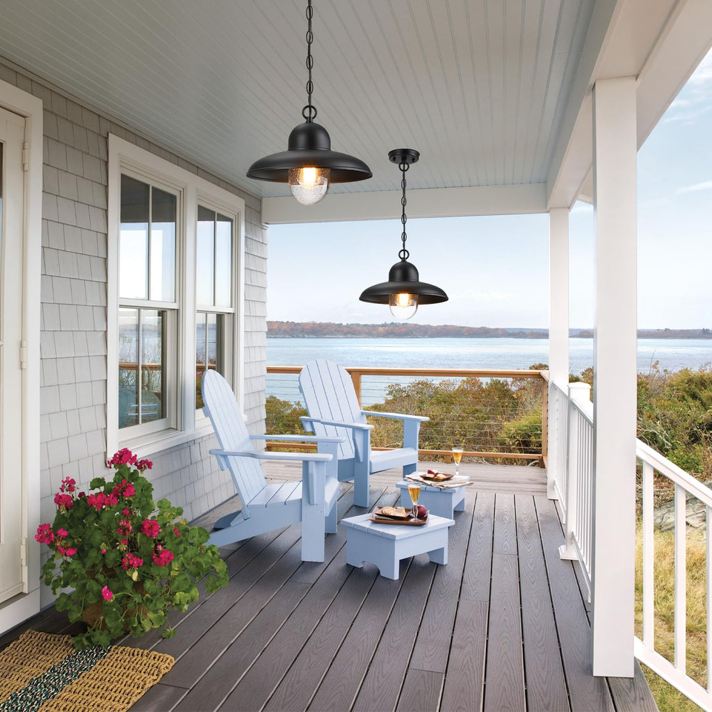 12 Inch Outdoor Pendant Light for Porch, Farmhouse Hanging Light