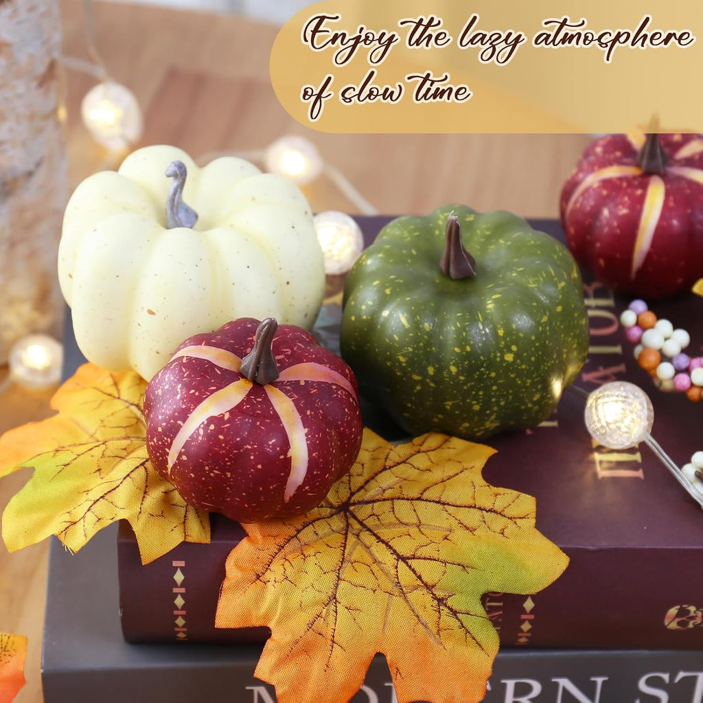 Fall Pumpkins Set for Autumn Thanksgiving Halloween Home Decor - Set of 32