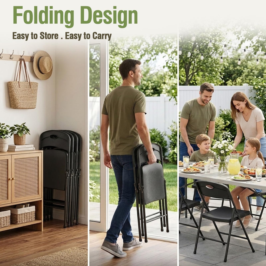 Folding Chairs 10 Pack, Portable Foldable Chairs for Indoor Outdoor Use, Sturdy Event Plastic Chairs for Wedding