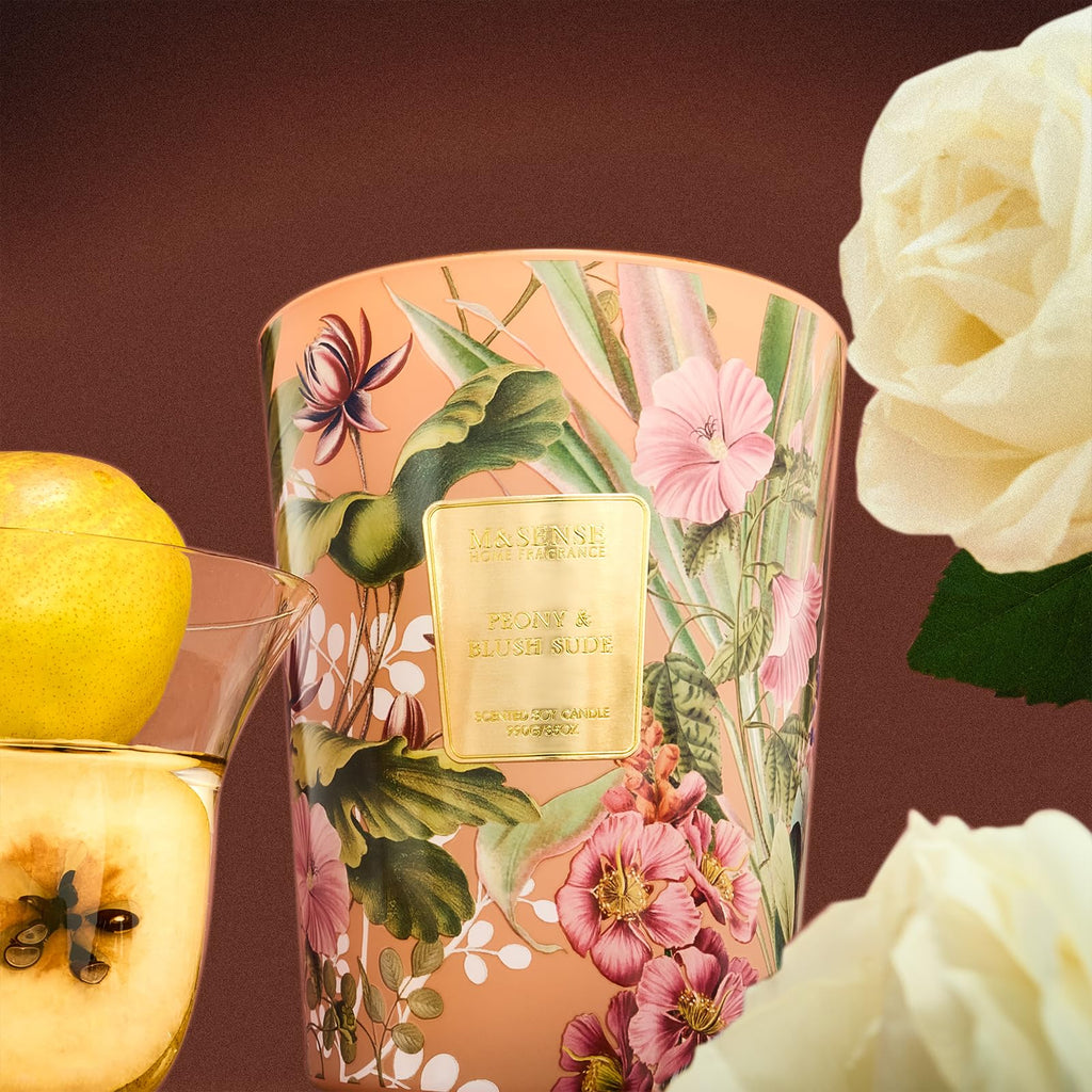 Peony Blush Suede Soy Candle, 35oz 3-Wick, Summer Romantic Gift