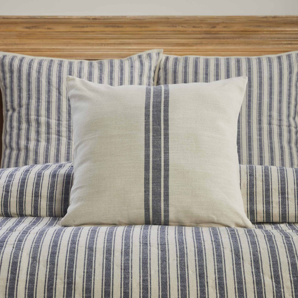 Market Place Blue Grain Sack Stripe Pillow Cover 20" x 20"