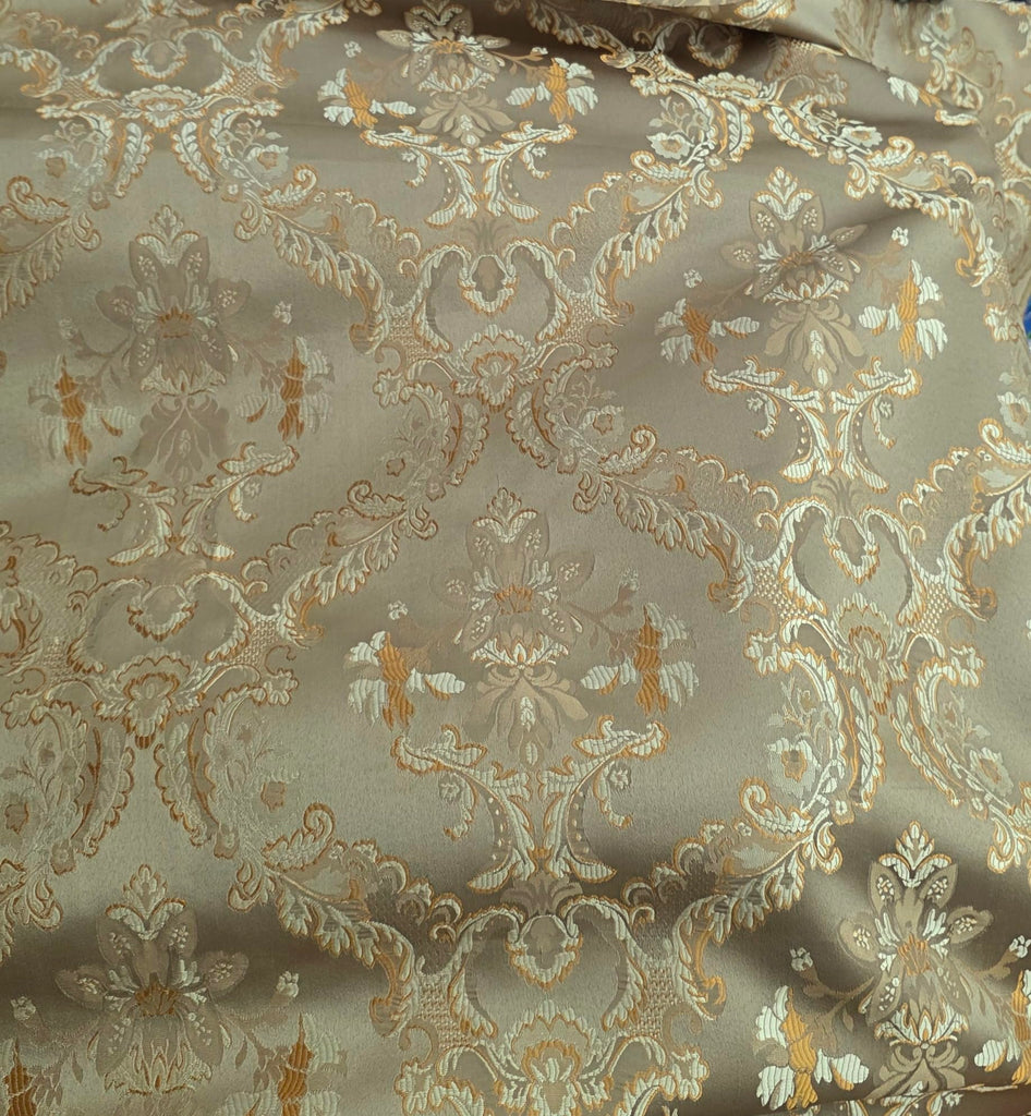 Vintage Damask Upholstery Fabric, Floral Pattern, Traditional Victorian Design, 54" Wide, Sold by Yard (Sage)