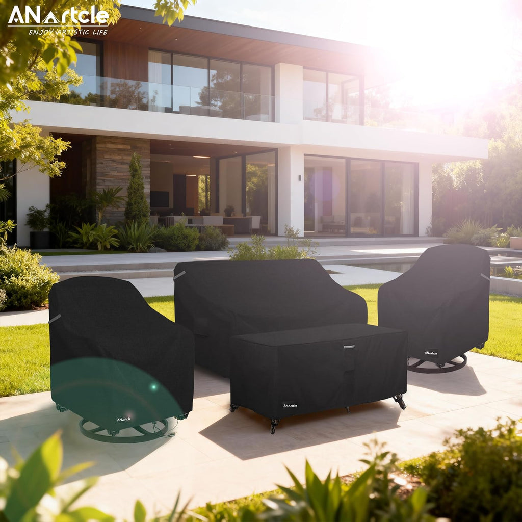 Patio Furniture Covers 4 Piece Set, 600D Waterproof Heavy Duty Outdoor Furniture Covers,Fit Wicker Patio Loveseat