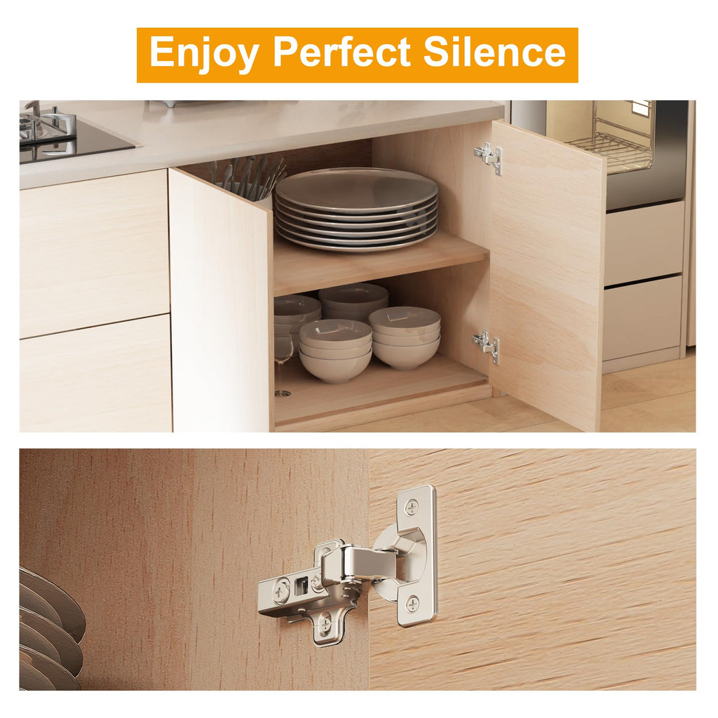 2-Pack Frameless Soft Close Inset Cabinet Hinges 50% Faster Install
