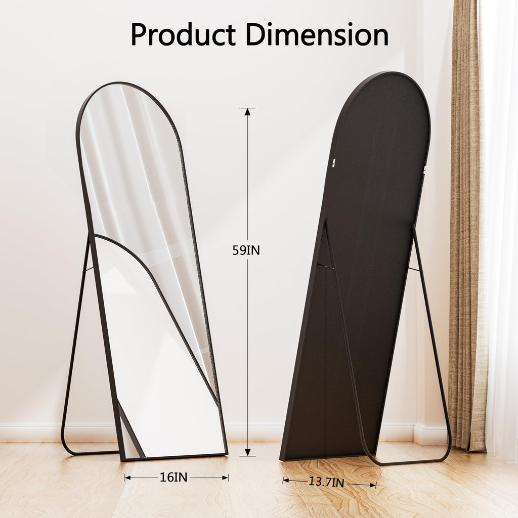 Arched Full Length Mirror, Floor Mirror with Stand, 59"x16" Large Mirror, Wall Mirror Full Length, Body Floor Mirror