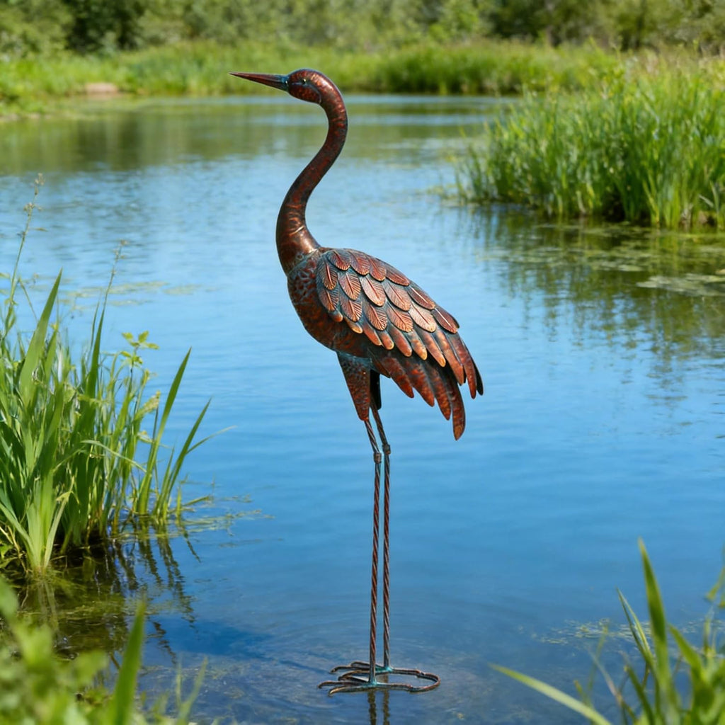 Outdoor Garden Crane Statues and Sculptures Metal Yard Art Statue for Garden Decoration Large Size