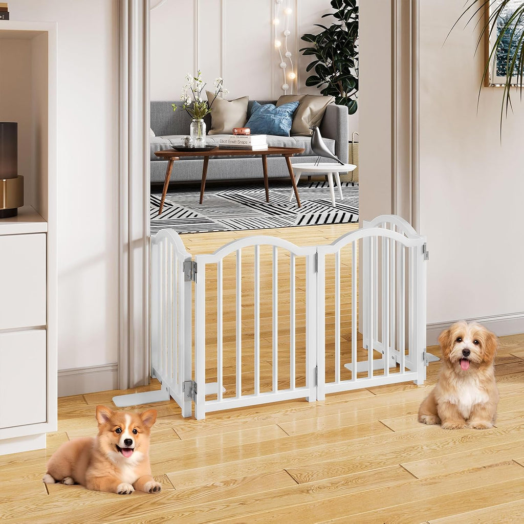 Short Dog Gate Indoor, 16" High Freestanding Small Dog Door Gates with Support Feet, Expands Up to 48'' Wide Foldable