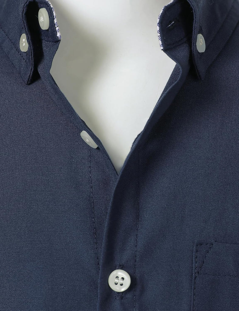 Boys Oxford Button Down Shirt Short Sleeve Formal Uniform Dress Shirt