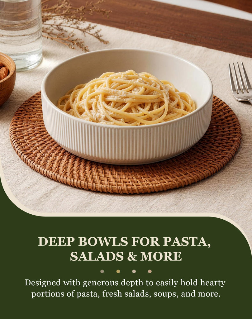 24-Piece Dinnerware Set for 6 with bowl, Ribbed Stoneware Plates and Bowls Sets, Unique Handcrafted Reactive Glaze