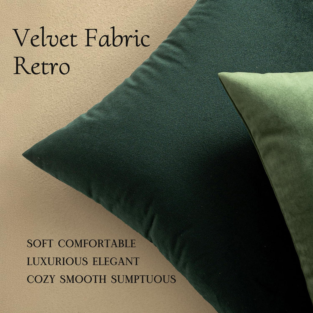 Velvet Christmas Throw Pillow Covers 22x22 Inch Pack of 2 Army Green