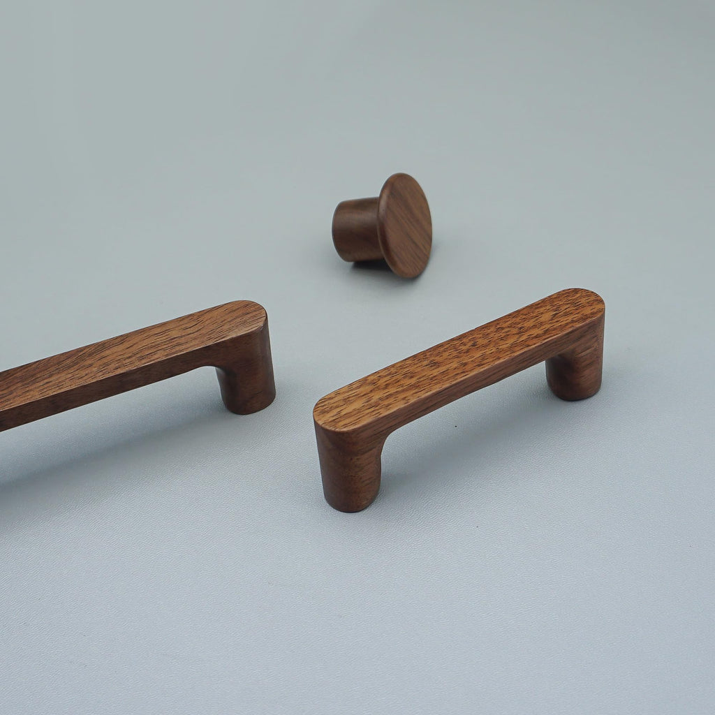 6 Pack Walnut Wood Drawer Pulls Handes Rustic Cabinet Pulls Handles Wood Dresser Knob Kitchen Furniture Hardware (6