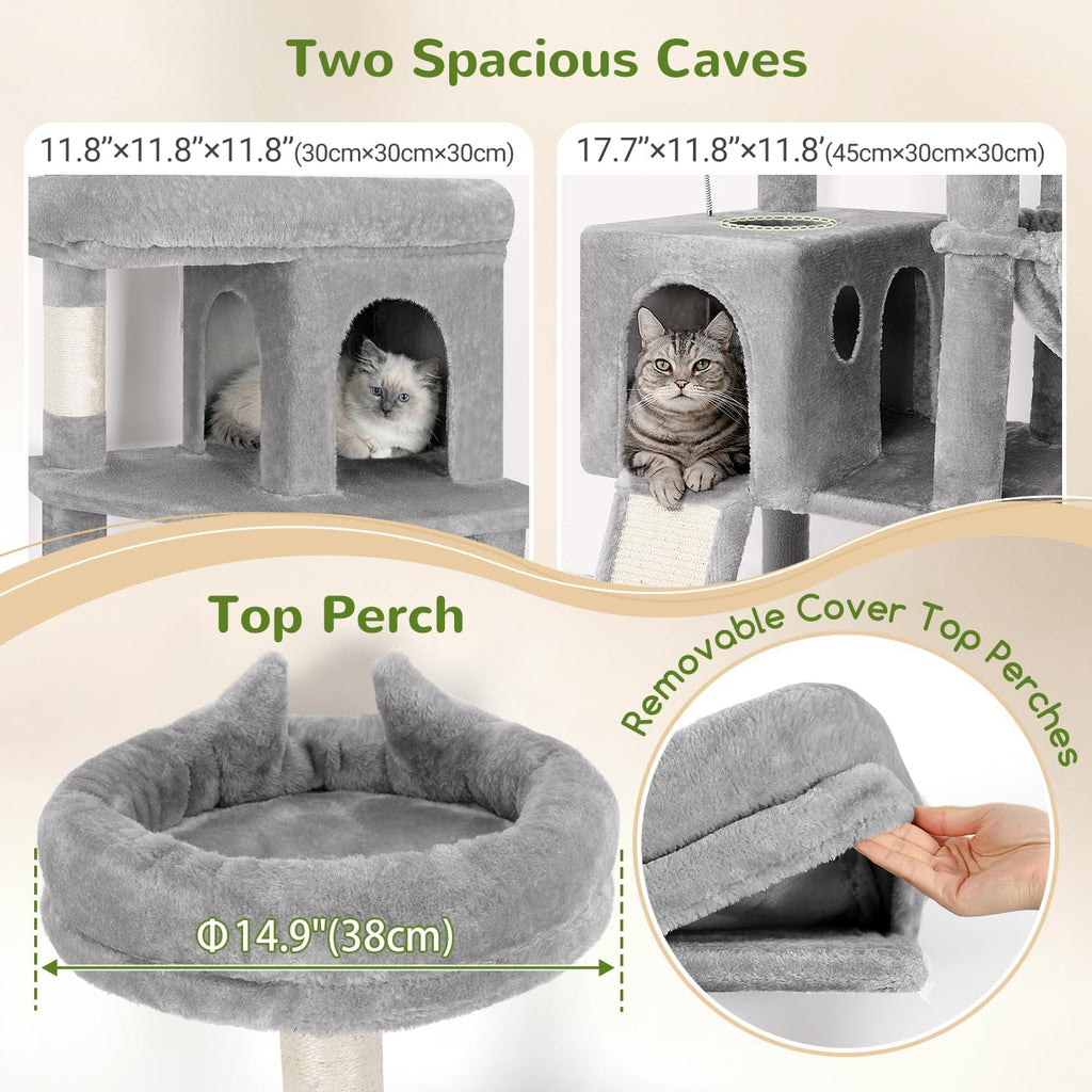 Heavy Duty Cat Trees for Large Cats 20 lbs+, Light Grey