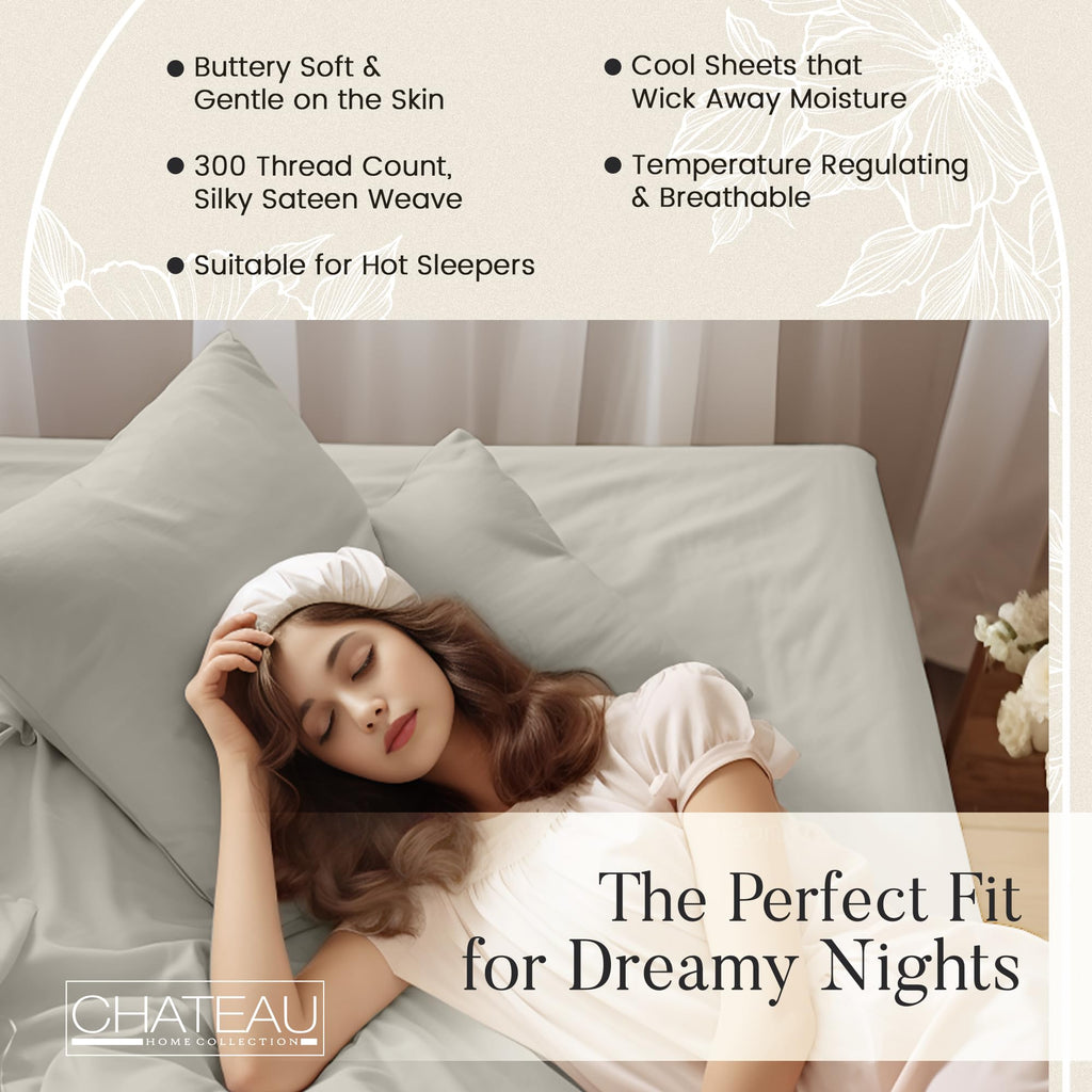 King Sheet Set, 100% Organic Cotton Sheets King Size Sheets Set - Silver