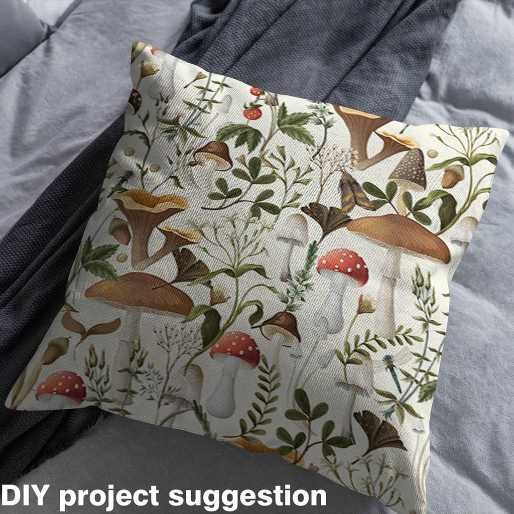 Jungle Rustic Plants Fabric by The Yard for Chairs Autumn Fallen Palm Leaves Soft Polyester No Stretch Fabric for