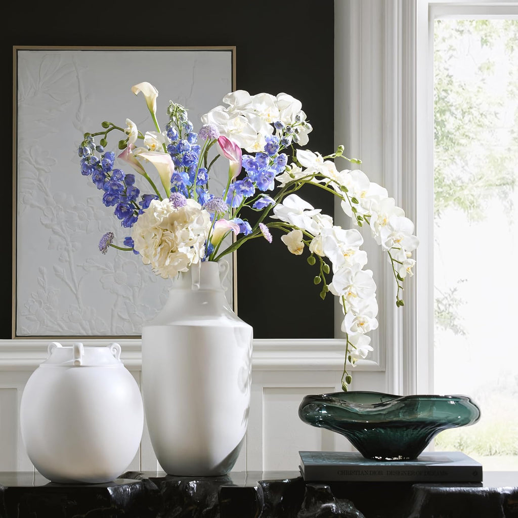 Inspired Handblown Glass Calla Decorative Bowl, Blue