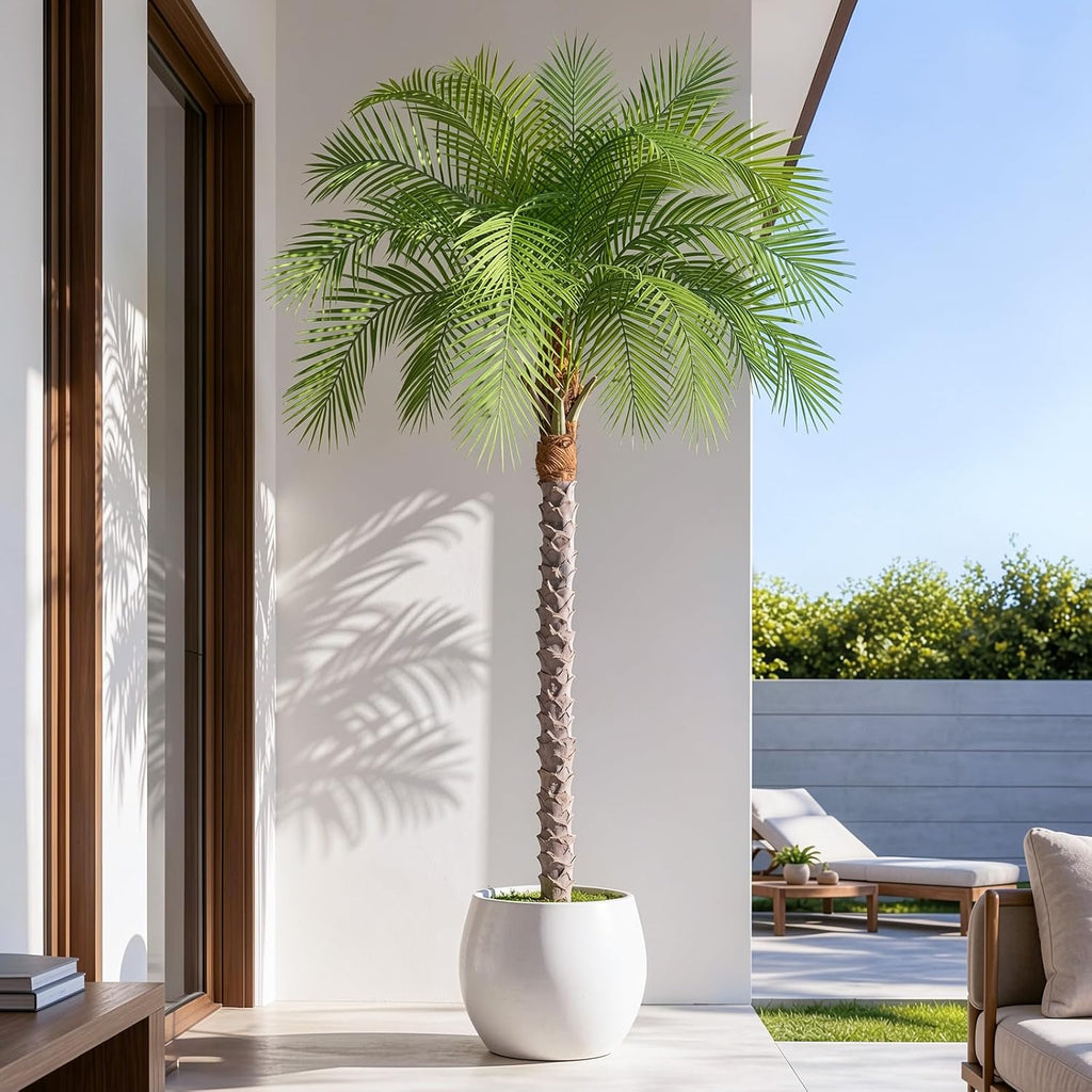 6ft Artificial Phoenix Palm Tree, Tall Faux Palm Plant with 18 Adjustable Leaves